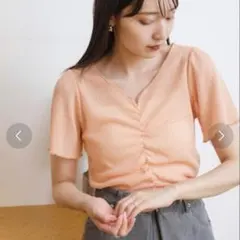 Kastane カスタネ フロントシャーリング半袖TEE オレンジのサムネイル