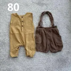 ベビー服 ロンパース サロペット 2点セット80　韓国　ガーゼのサムネイル