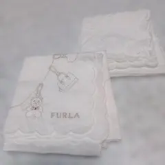FURLA＆TOCCA 刺繍ハンカチ 2枚セット 冠婚　ホワイトハンカチーフ