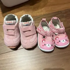 ミズノコラボミキハウス ベビーシューズ ピンク 13.0cm クマデザイン