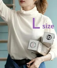 zootie 裏起毛タートルネック カットソー Lサイズ アイボリー レディース