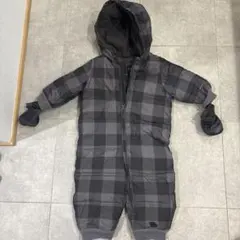 ベビー用フード付きスキーウェア グレー系チェック
