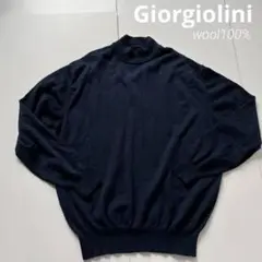 Giorgiolini モックネック　ニット　セーター　ネイビー　イタリア製　紺