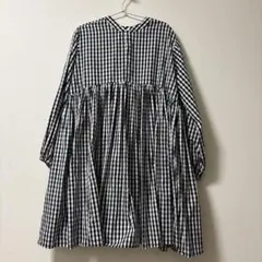美品】ビアズリー 先染めギャザーワンピース 洗える ギンガムチェック