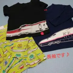 【OJICO】新幹線 長袖Tシャツ2枚セット 4A ＋トレインガレージ1枚