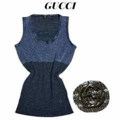 GUCCI メタリック ラメ リブニット タンクトップ GGロゴ フリーダ期のサムネイル