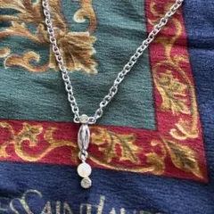 シルバー チェーンネックレス パール付き