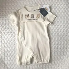 新品　Cottoli yukiemonネコカバーオール　ベビー60-70ロンパ