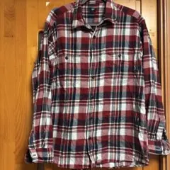 UNIQLOメンズ赤と白のチェックネルシャツXL