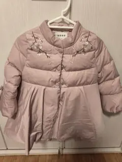 ピンク 花柄刺繍 ダウンコート 9号