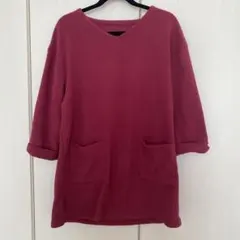 レディース Vネック フリース チュニック 七分袖 3XL XXL