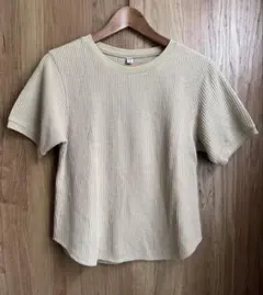 UNIQLO ワッフルクルーネックT半袖 レディースSベージュ