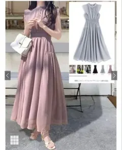 k9123c GRL 楊柳シフォンフリルフレアワンピース