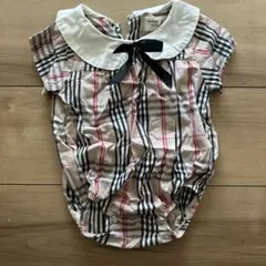 ベビー チェック柄 シャツ 白襟