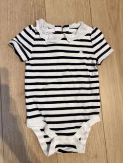 GAP ストライプ ボディスーツ レース襟付き