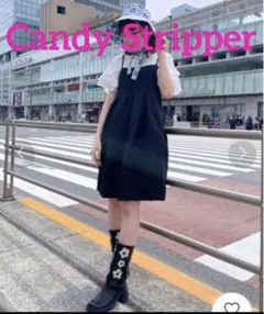 Candy Stripper ジャガードキャミワンピース　ボリュームスカート　黒のサムネイル