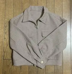 GU チェッククロップドシャツジャケット