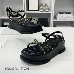 ルイヴィトン モノグラム 黒 スポーツ サンダル フットベット 24.5