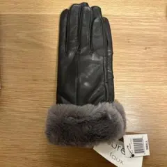 【新品未使用】ブラックレザー手袋 フェイクファー付き Surell faux