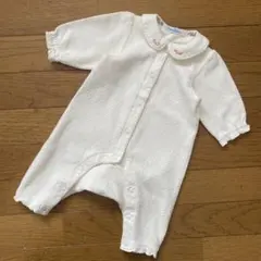 美品 ファミリア クリーム色 小花柄 ロンパース 60