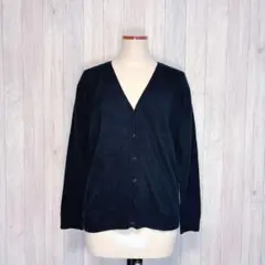 【FindFavor】長袖 ニットカーディガン 羽織り Vネック 黒 シンプル