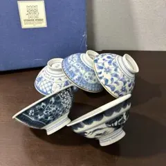 新品未使用 有田焼 日隆窯 染付 飯碗 茶碗 5逆のサムネイル