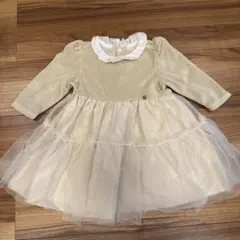 ✨美品✨petit main ベージュ ワンピース 80cm ベロア