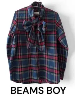 BEAMS BOY チェック柄リボン付きシャツのサムネイル