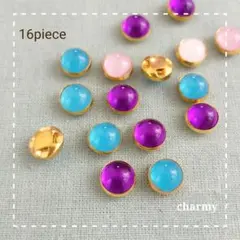 ボタンカボション / キャッツアイ風 / 4color 16個