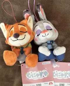 ラウンドワン限定 ズートピア むにゃすやマスコット ニック、ジュディ