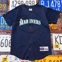 90s USA製 Majestic マリナーズ ベースボールシャツ L MLBのサムネイル