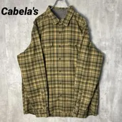 T-2222 Cabela's カベラス ネルシャツ チェック XL マスタード