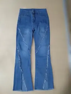 blackdia ocean フリンジデニムパンツ ブルー M