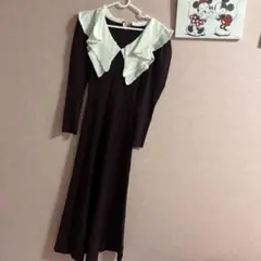 スナイデル　バーガンディ ニットワンピース 長袖 レース襟　サイズ0