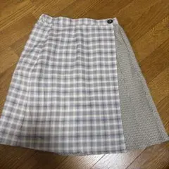 チェック柄 切り替え ひざ丈スカート
