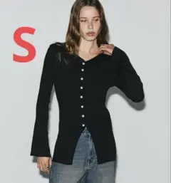 h&m エイチアンドエム　リブニットカーディガン　リブ　カーディガン　s