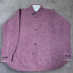 ワインレッド 長袖シャツ 杢調素材 メンズM 上品カジュアル