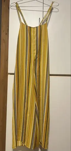 イエロー ストライプ サロペット