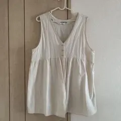 美品☆リネン混Vネックベスト