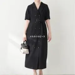 natural couture ベルト付きワンピ ブラック 上品 きれいめ 通勤