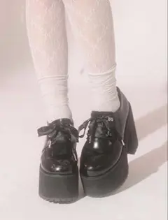 お値下げ❣️】パルエルフィー Palelfy 厚底 フリルローファー 黒 