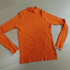 DISCOAT オレンジ リブ編み タートルネック