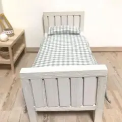 ミニチュア家具＊木製ベッド＊ホワイト