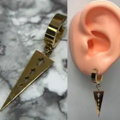 フープ ピアス 18g 十字架 クロス 逆さ三角 ゴールド 韓国 片耳 メンズ