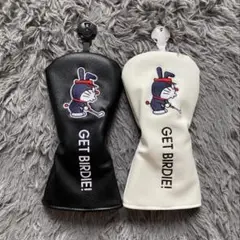 新品 ドラえもん ゴルフクラブヘッドカバー フェアウェイウッド*2 黒+白