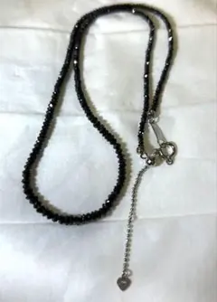 k18WGブラックダイヤモンドネックレス ハートチャーム付き20.8ct