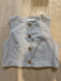 早い者勝ち！新品ZARA サマーツイード ベスト ジレ　ネイビー幻のS サイズ 早い者勝ち！新品ZARA サマーツイード ベスト ジレ ネイビー幻の