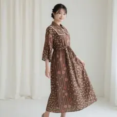 ★d101 スクエアカラー付け襟 着物リメイク フレアワンピース