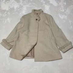 高級✨レッキスファー付き アンゴラウール ジャケットコート アイボリーベージュ