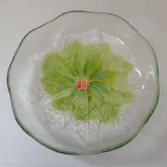 昭和レトロ　葉模様のガラス大皿